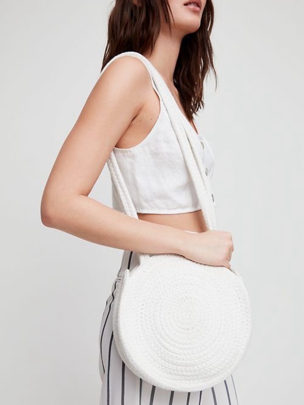 NWT Aritzia Main Character Rainer Crossbody Circle Woven Basket Rope Bag White